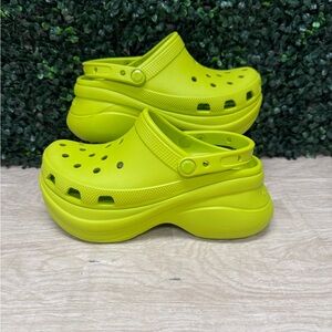 CROCS Lime Green Platform Clogs